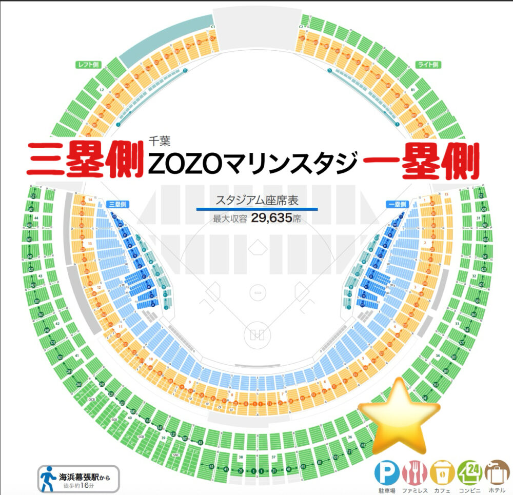 ZOZOマリンスタジアムでライブ 座席からの見え方を紹介!アリーナ・フロア2/フロア3/フロア4(千葉マリンスタジアム)