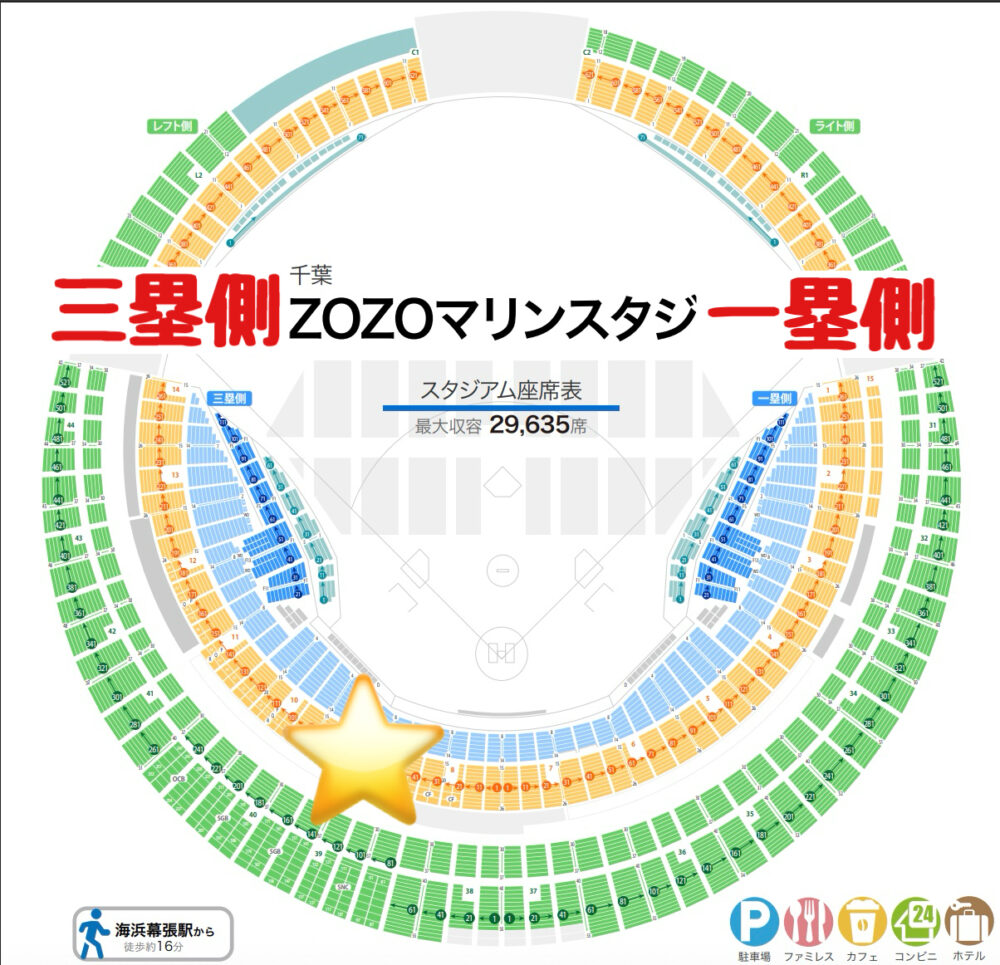 ZOZOマリンスタジアムでライブ 座席からの見え方を紹介!アリーナ・フロア2/フロア3/フロア4(千葉マリンスタジアム)