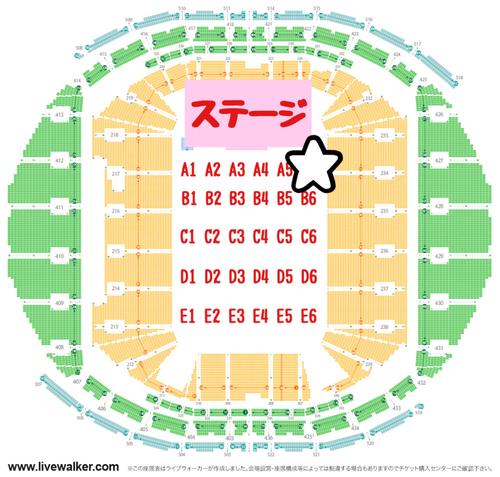 さいたまスーパーアリーナ(たまアリ/SSA)ライブ座席の見え方　アリーナ席