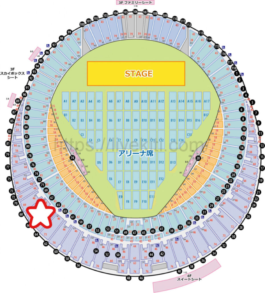 【大和ハウスプレミストドーム】ライブの座席からの見え方　南ゲート