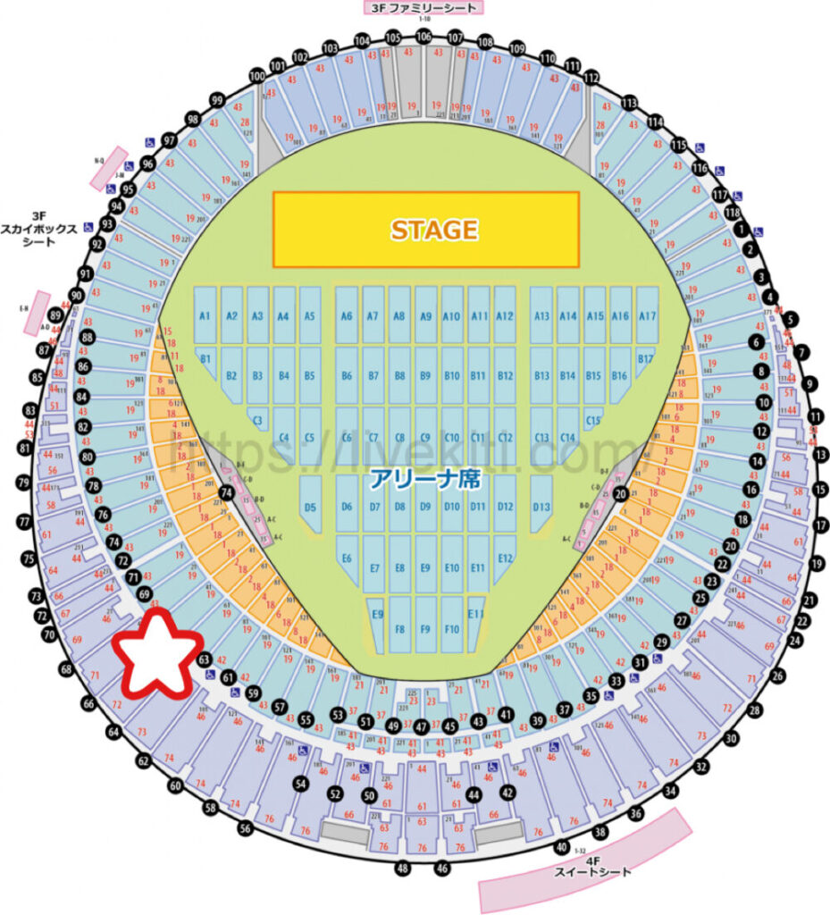【大和ハウスプレミストドーム】ライブの座席からの見え方　南ゲート