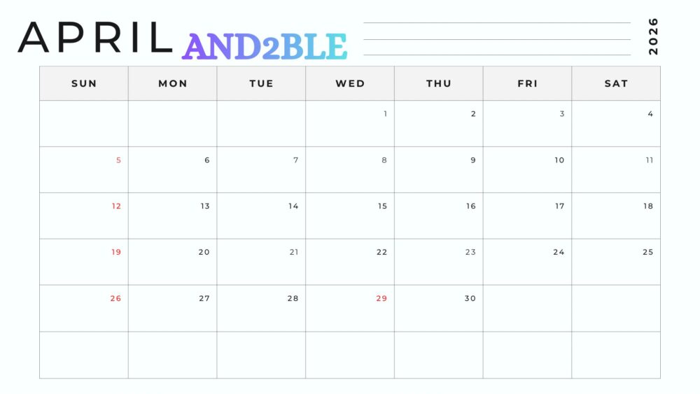 AND2BLE(エンダブル) 2026年5月活動スケジュールカレンダー。リッキー誕生日、デビュー予定日掲載